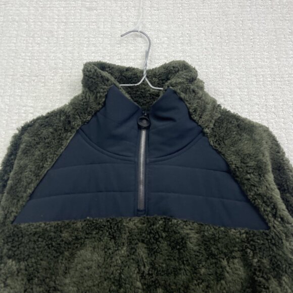 Lole Women's M Half-Zip Cozy Monkey / Sherpa Fleece Pullover Dark Green Camp - Picture 2 of 15